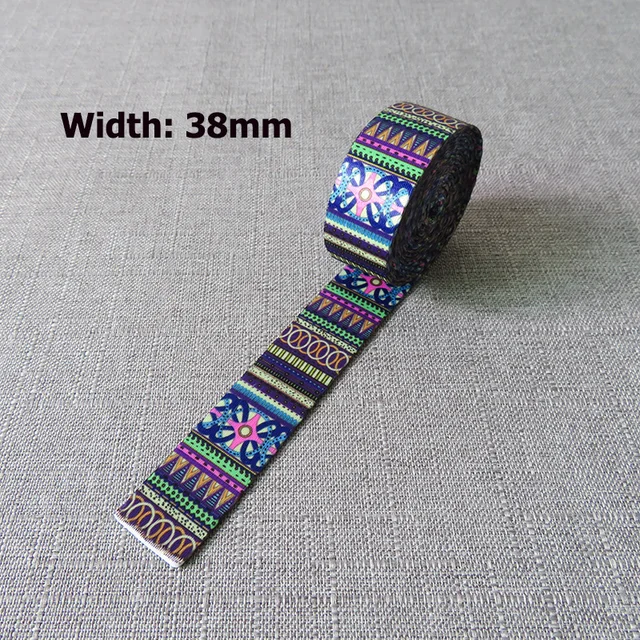 5Yards Width 25mm 38mm Webbing Yoga Belt Tape Strap Rope Dog Pet Collar Leash Harness Backpack Bag Garment Ribbons DIY Accessory Ethnic Style A 38mm