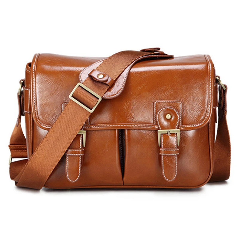Retro PU Leather DSLR Camera Shoulder Bag - Brown