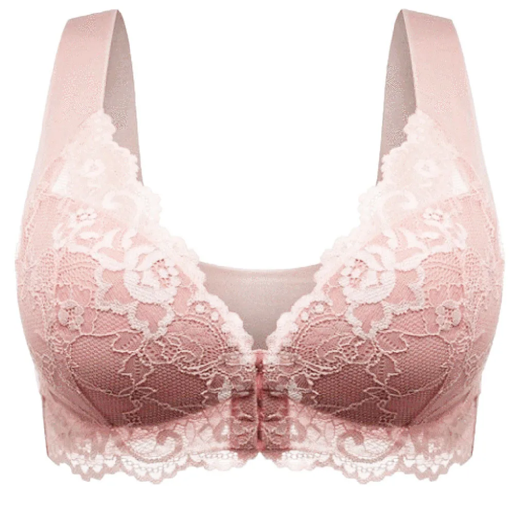 

Bra Women Sexy Lace Adjustable Front Closure Extra-Elastic Breathable Trim Bra Fitness Sports Running Bras Soutien Gorge Femme