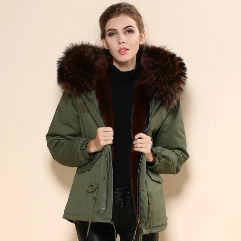 Winter Women Furs Mini Slim Parka Fox Fur Lining & HOOD Mrs Furs Women Girl Winter Coat Factory Wholesale price Free Shipping maxi puffer coat