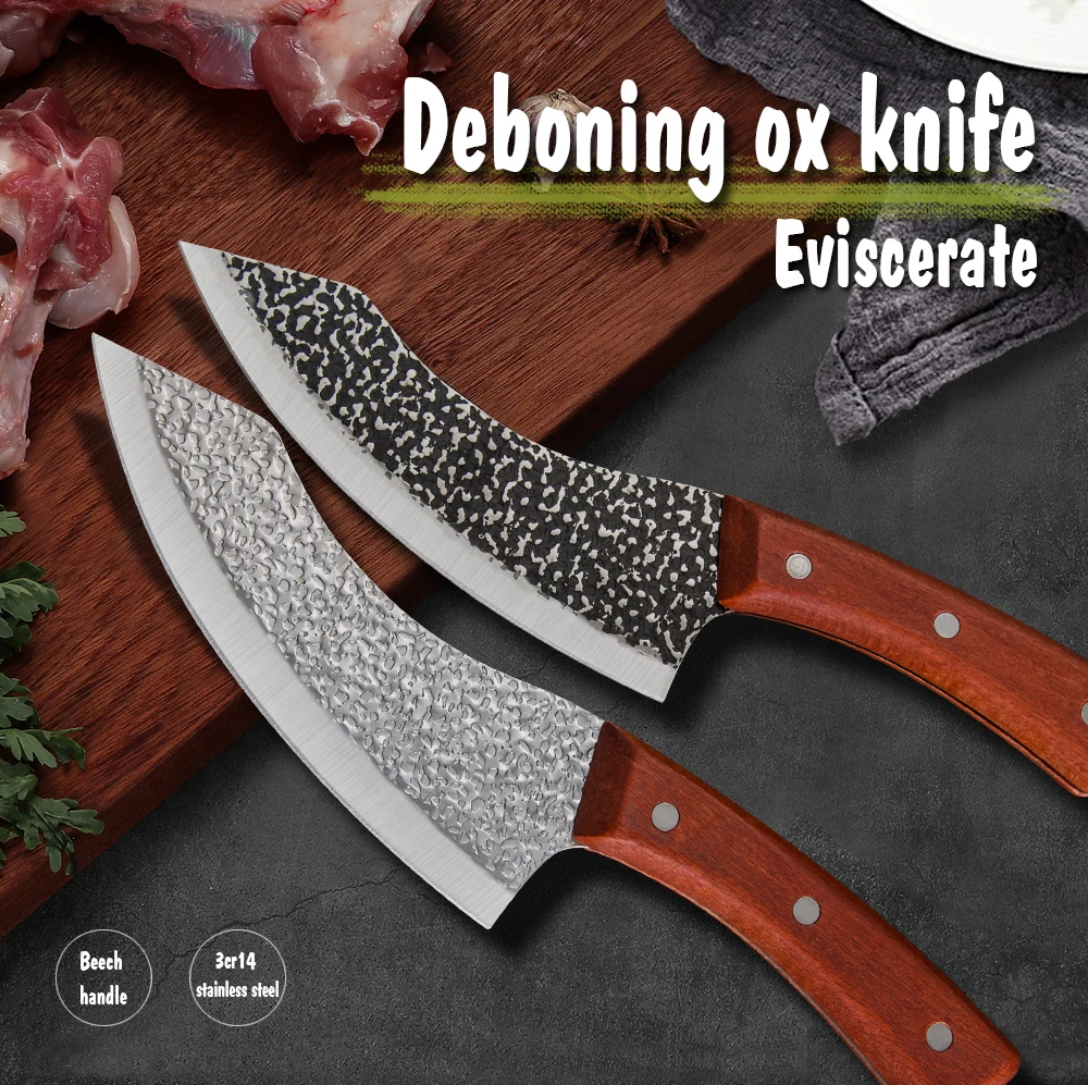 6 inch Kitchen Knife Double Side Blade Boning Chef Full Tang Rivet Fixing Wood Handle Survival With Gift Box | Дом и сад