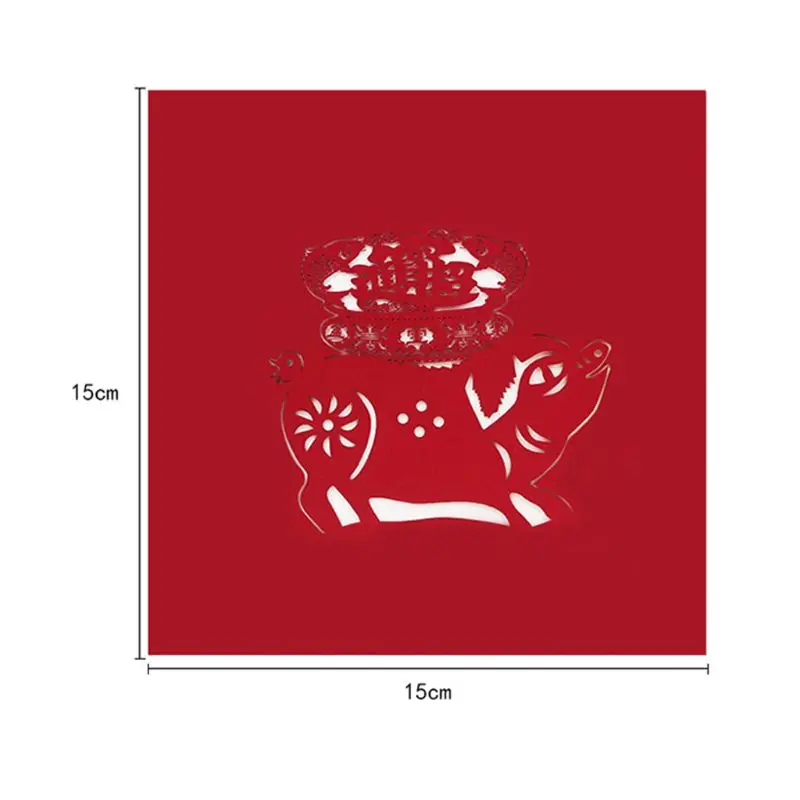  3D Pop Up Handmade Creative Pig Greeting Cards Postcards Invitation Laser Cut Happy New Year Party  - 4.00036E+12