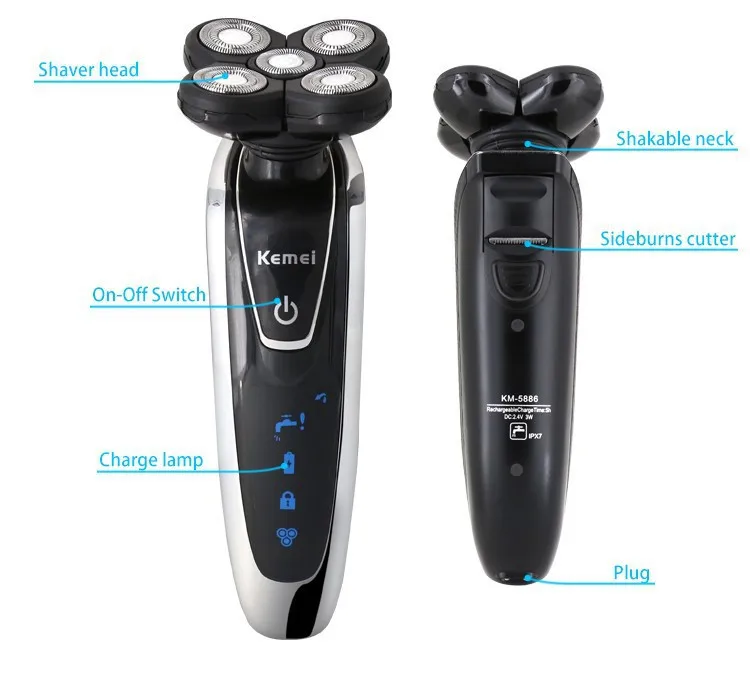 Kemei аккумуляторная электрическая бритва для мужчин станок для бритья 5D триммер для волос в носу моющаяся электрическая бритва уход за лицом Бритва для бороды