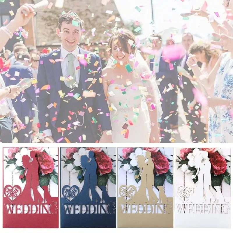  20pcs/set Laser Cut Bride Groom Wedding Invitations Card Invite Envelopes Kit for Engagement Person - 4.00036E+12