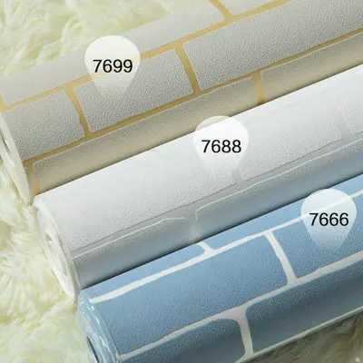 53cmx10m White Blue Brick Wallpaper Non-woven Fabric 3d Tv Background Hair Salon Hairdressing Clothing Store Wallpaper Bedroom