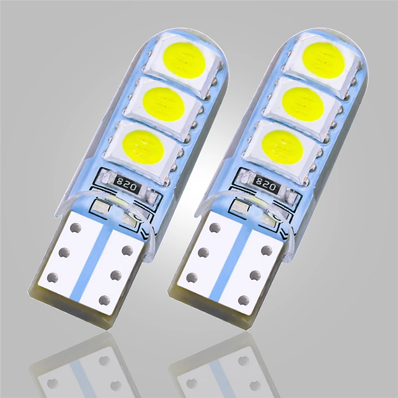 500 шт. Автомобильный светодиодный силикагель T10 светодиодный s 194 W5W 168 6 SMD 5050 светодиодный автомобильный Стайлинг габаритный фонарь интерьерная лампа боковой светильник