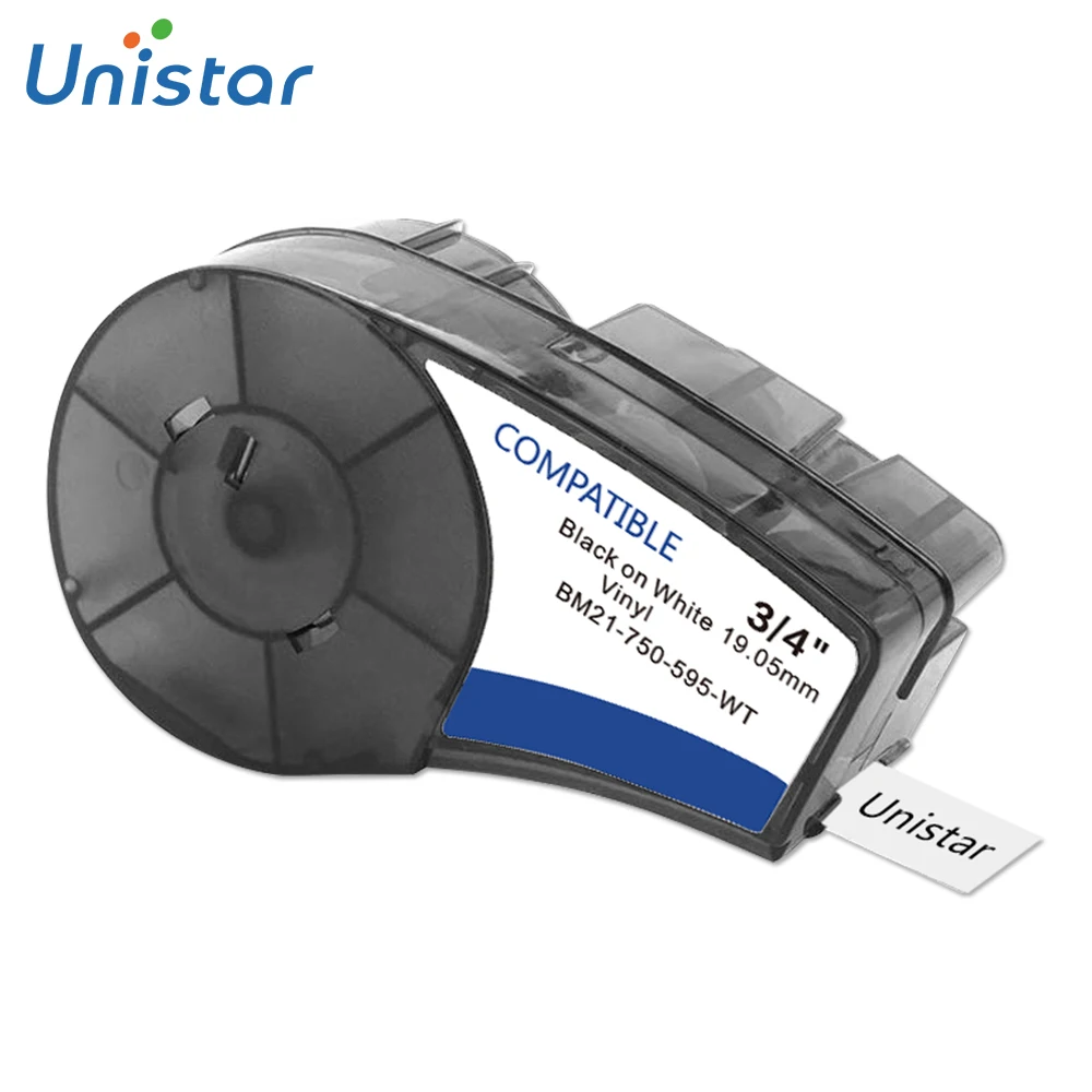Black on White Unistar M21-750-595-WT M21-750-595-OR/YL/RD совместимый Brady BM. P21-plus виниловая этикетка лента 19,05 мм для BM.P21-PLUS IDPAL - Цвет: Black on White