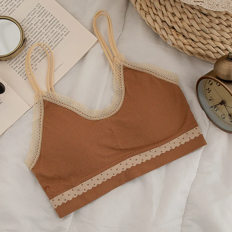 Women's Cotton Underwear Tube Top Bra Sexy Lace Top Women's Sports Underwear Fashion Soft Tahk Up Female Thread Sling Lingerie