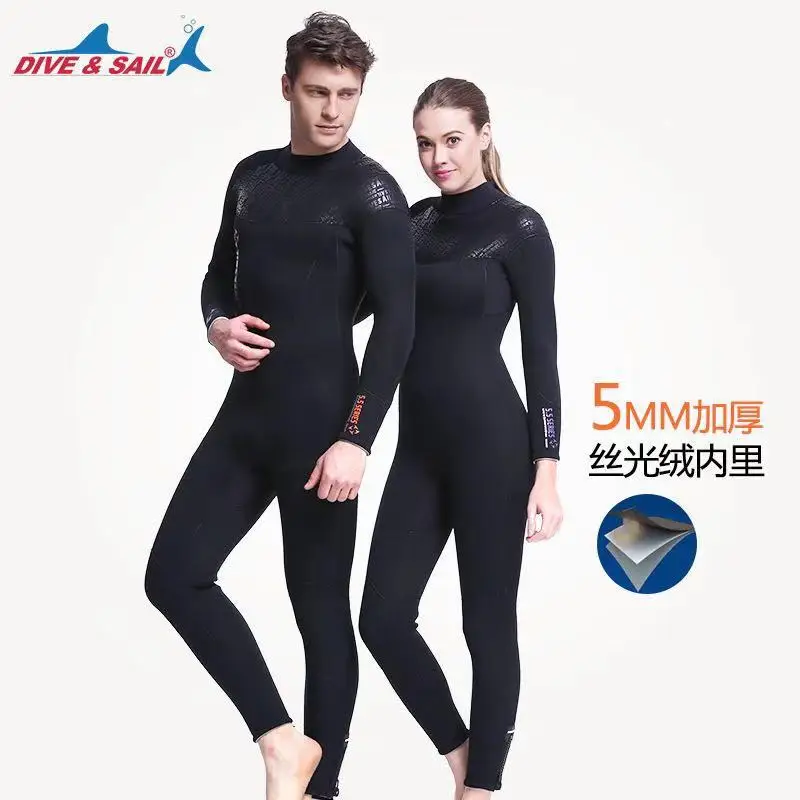 DIVE& SAIL полный корпус 5 мм неопрен SCR гидрокостюм для подводного плавания флисовая подкладка для мужчин теплый зимний плавательный сёрфинг толстый водолазный костюм
