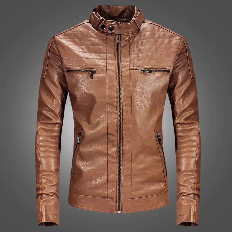

New Style Korean-style Locomotive Slim Fit Leather Coat MEN'S Leather Jacket Coat England Fashion Men Leather Jacket