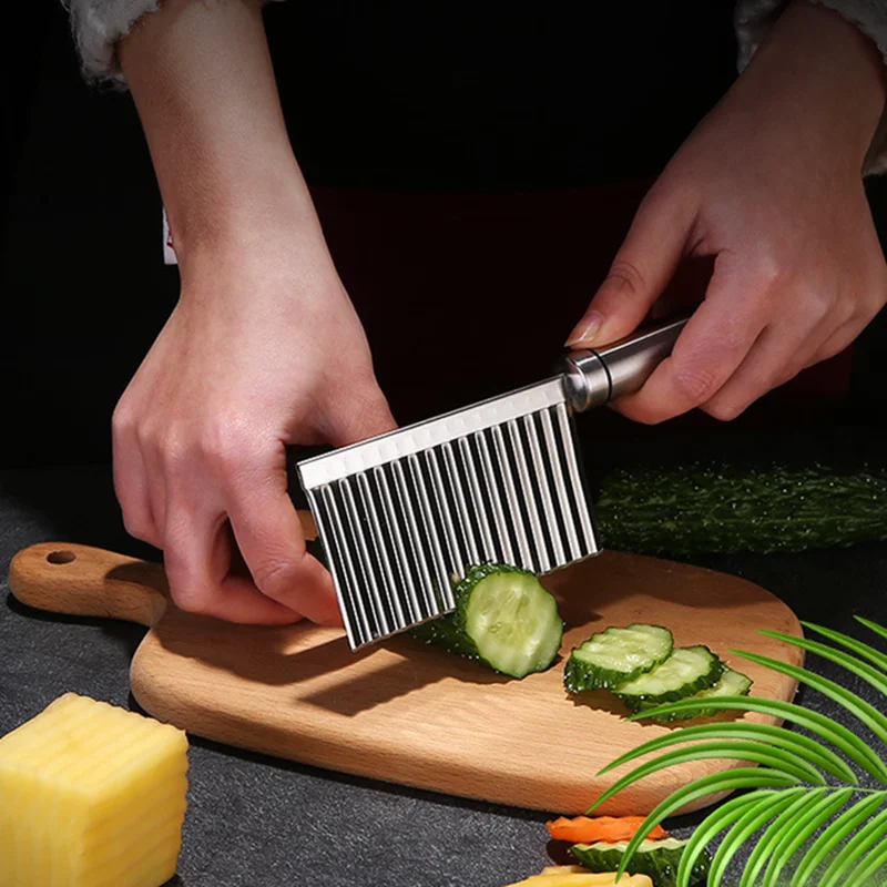 Wave Knife Stainless Steel Potato Chip Slicer French Fries Cutter Serrated Blade Chopper Fruit Vegetable Tool Kitchen Utensils