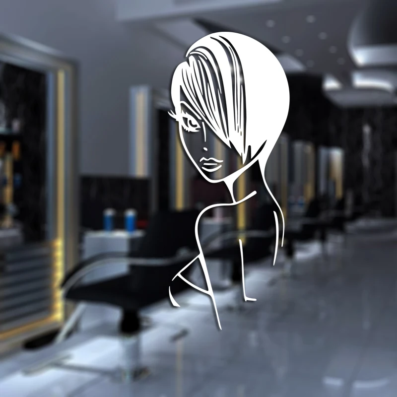 Hair Salon Sticker Beauty Scissors Decal Haircut Name Posters Vinyl Wall Art Decals Decor Decoration Mural Salon Sticker M0042