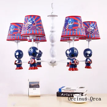 

Cartoon Creative Superman Chandelier Boys Bedroom Children's Room Lamp American Heroes Blue Chandelier