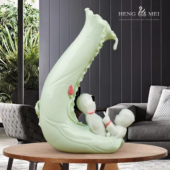 

Imitation Jade Lotus Leaf Vase Couple Gifts Home Living Room Decoration Ceramic Crafts Decoration table decoration accessories