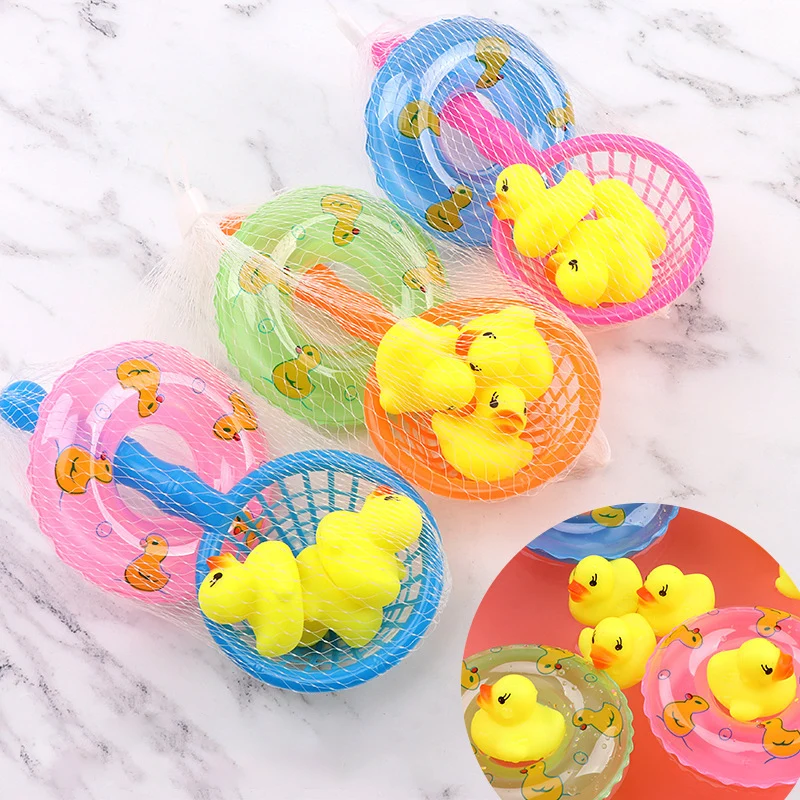 5Pcs/Set Random Cute Colorful Soft Baby Bath Toys Wash Play Animals Rubber Float Sqeeze Sound Duck For GYH | Спорт и развлечения
