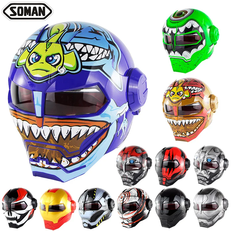 

Motorcycles Helmet Motorcycle Racing Helm Robot Style Motor Bike Safety Helmet Monster Capacetes Motocross Casco DOT SOMAN SM515