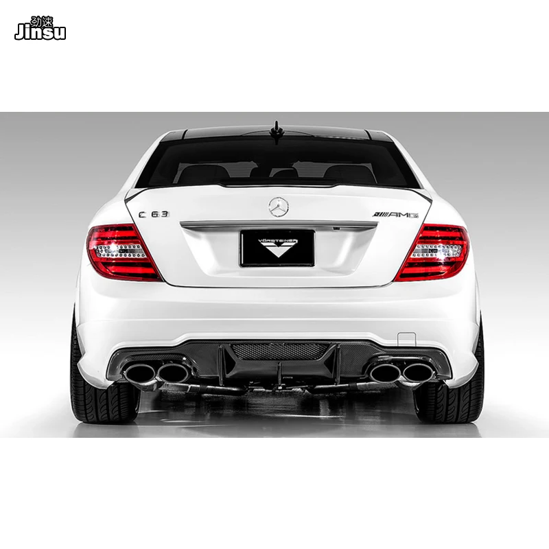 V стильный диффузор глушителя для Mercedes-Benz C class c250 W204 C63 AMG 4 двери только 2009-2011 реальный бампер из углеродного волокна спойлер