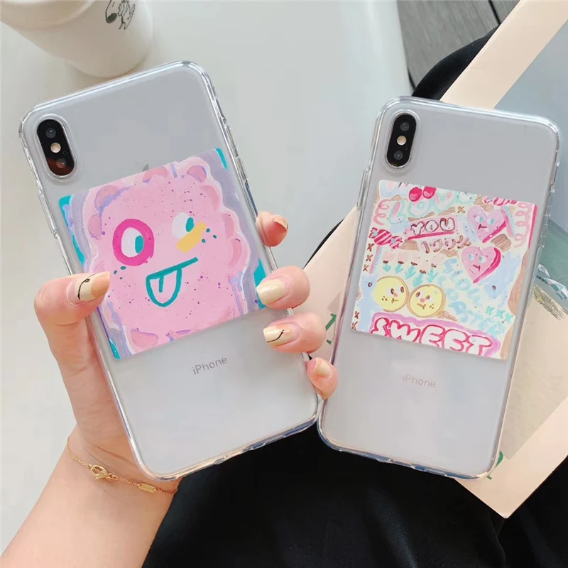 Мягкий чехол с граффити love heart для iphone 7 8plus 8 розовый прозрачный силиконовый x xr xs max