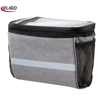 

bicycle handlebar bag basket with reflective strips insulated bag bicycle accessories insulated front bag, mountain bike