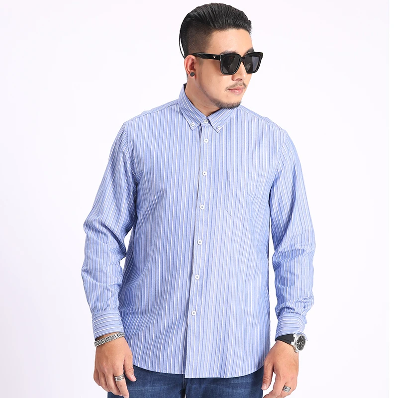5xl 6xl 7xl 8xl новая хлопковая осенняя и зимняя рубашка мужская с длинными рукавами дикие Блузы больших размеров в полоску Мода Бизнес
