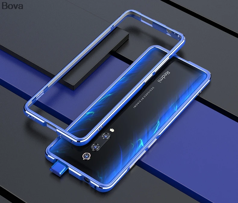 Blue Чехол для Redmi K20 роскошный Ультратонкий алюминиевый бампер для Xiaomi Redmi K20 Pro K20+ 2 пленки(1 передняя+ 1 задняя - Цвет: Blue