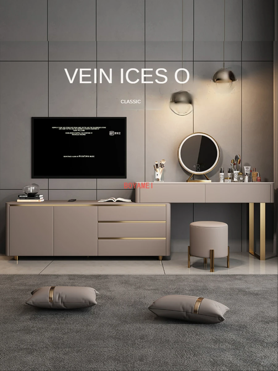 Mesa de maquillaje lujo, mueble moderno minimalista para dormitorio, TV, vestidor, escritorio de esquina integrado, armario de almacenamiento retráctil|Armarios para la sala de estar| - AliExpress