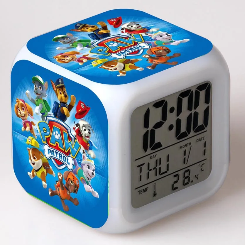 Paw Patrol Аниме Фигурка модель светодиодный Будильник Patrulla Paw patrol красочный флэш сенсорный светильник Мультяшные Фигурки игрушки Рождество