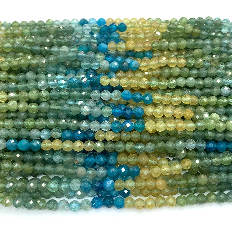 

Veemake Apatite Natural Charms Gemstones Necklace Bracelets Earrings Faceted Small Round Women Beads For Jewelry Making 06631