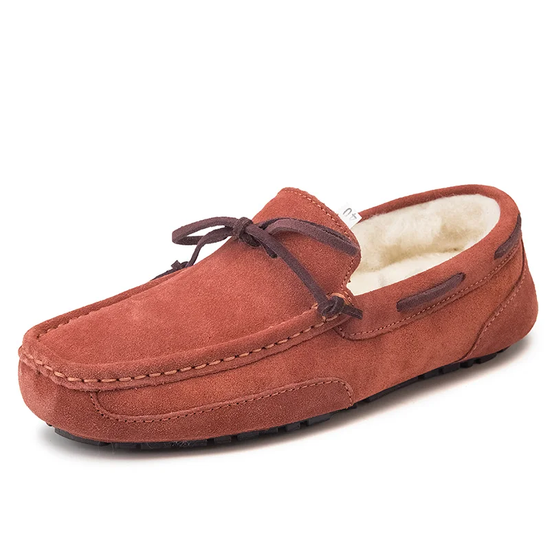 Large Size 38-47 Brand Fashion Winter Fur Moccasins Men Loafers High Quality Suede Leather Shoes Men Flats Gommino Driving Shoes 2