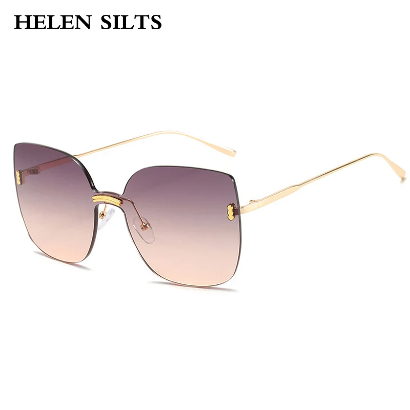 

Fashion Rimless Sunglasses Women Brand Designer Oversized One Piece Sun Glasses Unique Colorful Eyewear Shades UV400 oculos de
