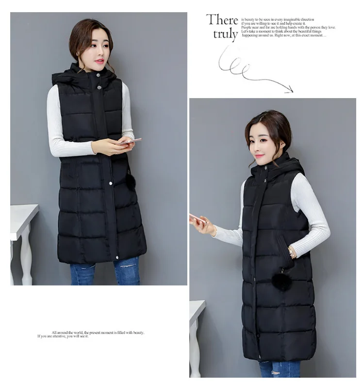 duvet coats 2021 Winter Women Cotton Down Vest Plus Size M-5XL Sleeveless Warm Hooded Loose Casual Long Vest Female Outerwear Padded Jacket long duvet coat