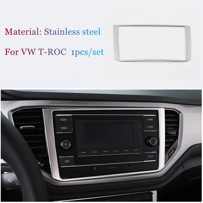 

For VW Volkswagen T-Roc T ROC 2017-2021 2022 Stainless Steel GPS Screen Navigation Frame Trim Sticker Car styling Accessories