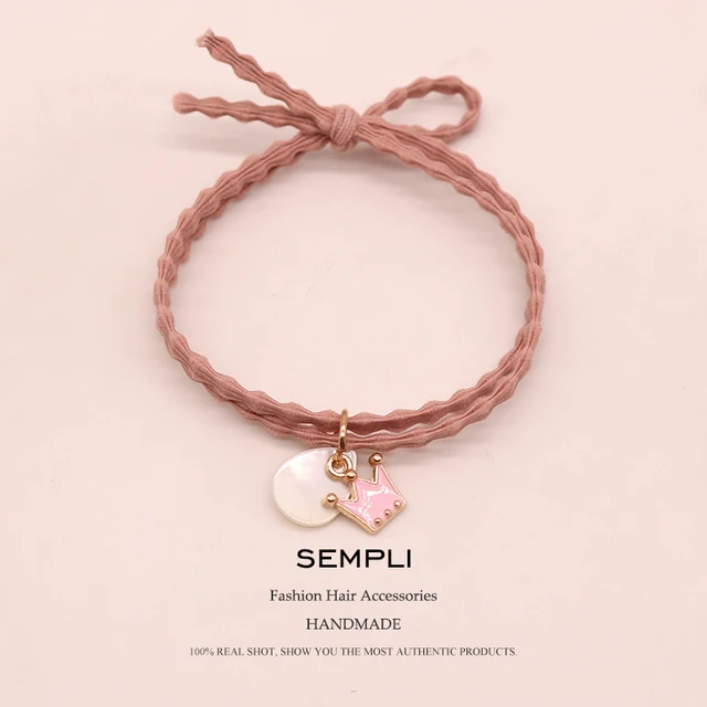 Sempli Pink Color Solid Elastic Hair Bands Love Dog Headband Women Animal Rubber Band Lady Letters Hair Accessories Scrunchie Pink