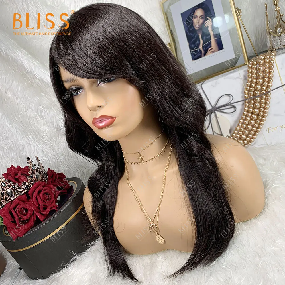 Длинный волнистый парик BLISS 2020 с челкой для черных женщин бразильские волосы без