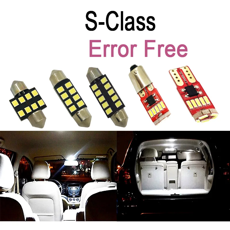 

100% Perfect White Error Free LED Interior Dome Map Reading Light bulb Kit For Mercedes Benz S class W140 W220 W221 (1994-2013)