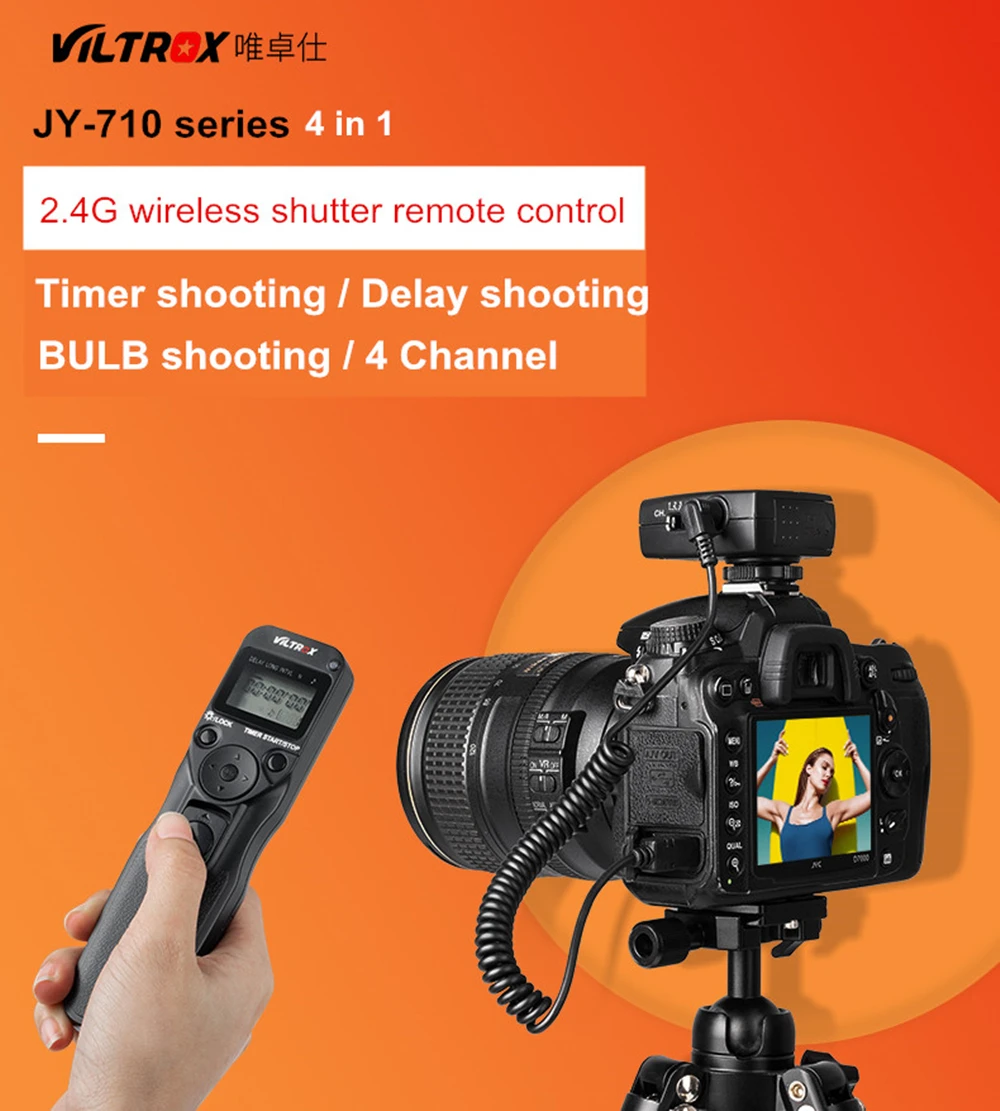 Viltrox JY-710-C3 Беспроводной Камера ЖК-дисплей ЖК-экраном таймером и Управление спуском фотографического затвора объектива Цифрового Фотоаппарата Canon 30D 40D 50D 7D 7DII 6DII 5D Mark IV 5diii