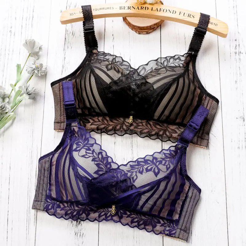 Sexy Lace Decorate Lingerie Female Intimates Large Size Push Up Padded Bras Wire Free Gathered Underwear Adjust Women Bras