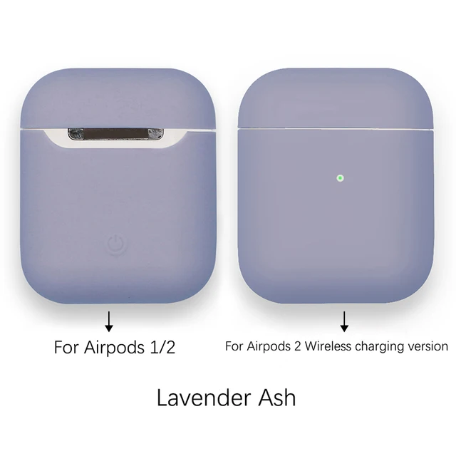 Soft Silicone Cases For Apple Airpods 1/2 Protective Bluetooth Wireless Earphone Cover For Air Pods Luxury Charging Box Bags Lavender Ash