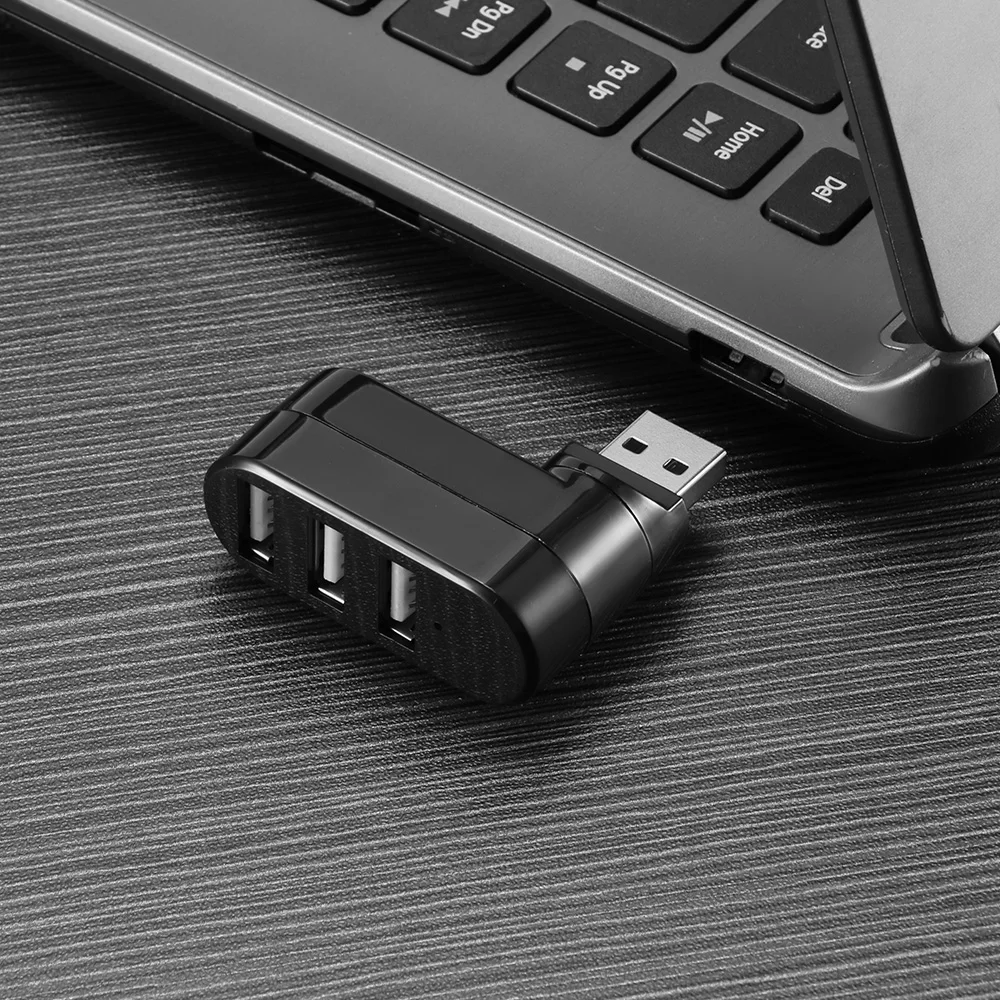 Мини 3 порта USB 2,0 поворотный сплиттер концентратор высокоскоростной передачи данных сплиттер коробка адаптер для ПК ноутбук аксессуары