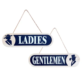 

2pcs Lightweight Durable Novel Toilet Symbol Wooden Bathroom Sign Restaurant