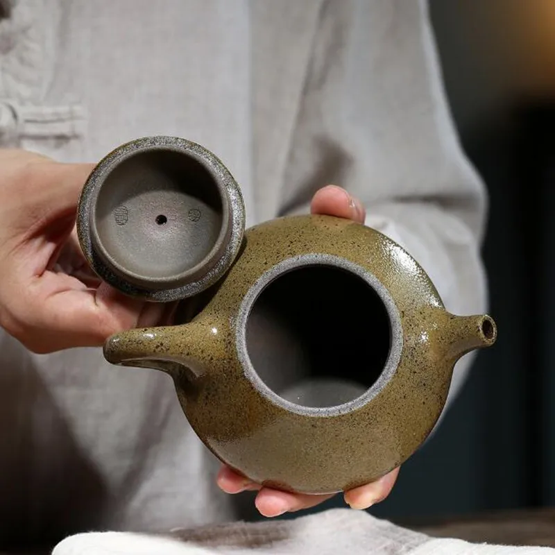 Chinese Yixing tea pot purple clay Stone scoop teapots Retro Firewood kiln change Handmade kettle customized Authentic 240ml