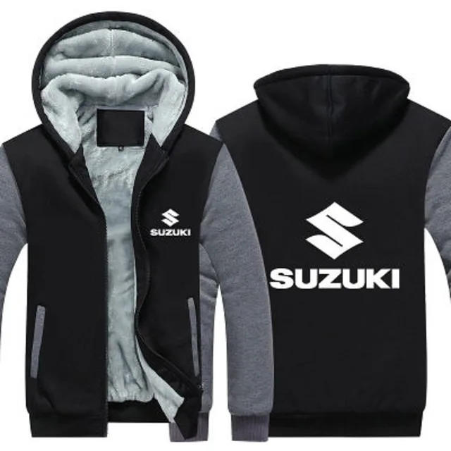 Мотоцикл логотип SUZUKI красный принт куртки для мужчин утепленная толстовка для верховой езды одежда на молнии пальто куртка флисовая толстовка - Цвет: 1