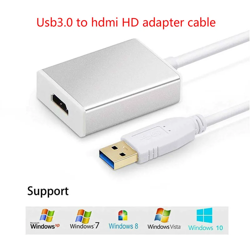 USB 3,0 к HDMI HD 1080P видео кабель адаптер конвертер для HDTV PC Привод бесплатно Usb3.0 к Hdmi HD кабель-адаптер/конвертер