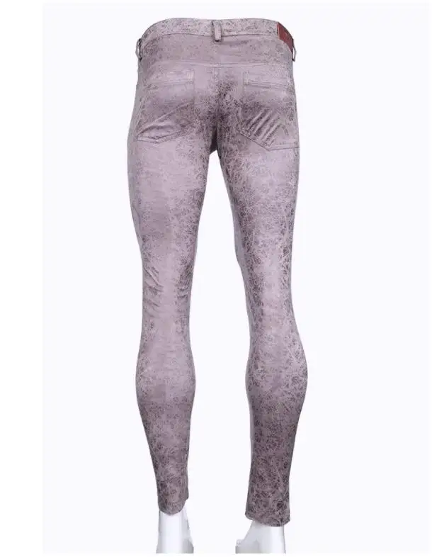 Description Picture 5 of itemMen Sexy Pants Faux Leather Velvet Trousers Slim Tight Casual High Stretchy Stylish