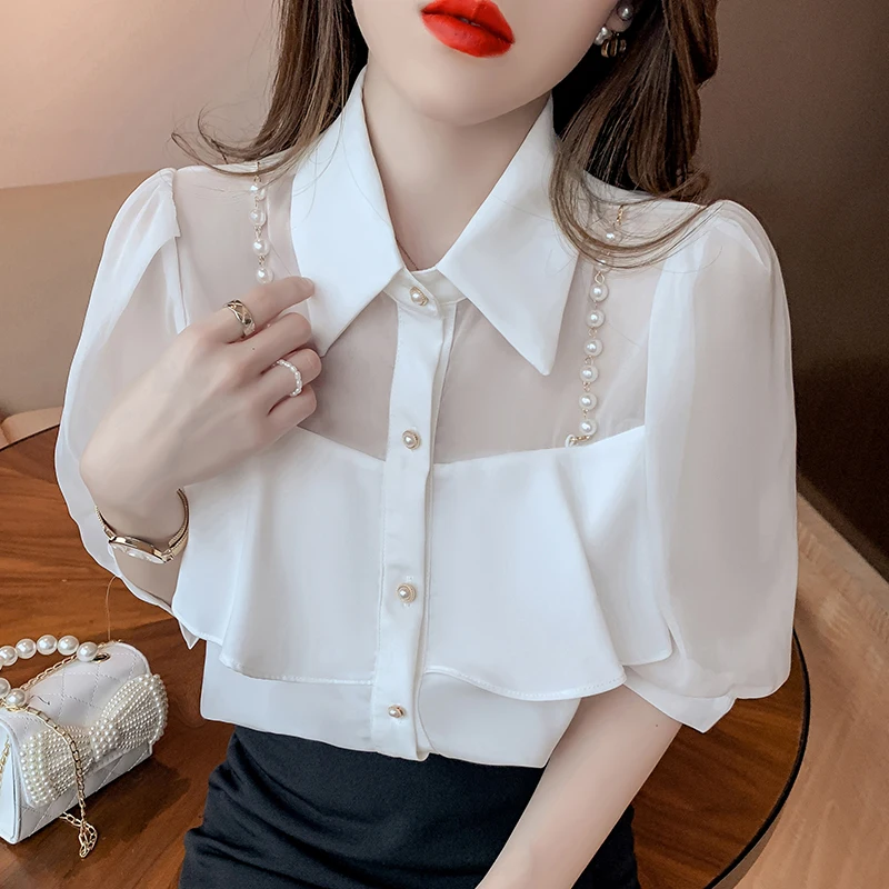 

Cheap wholesale 2021 spring summer autumn new fashion casual chiffon women shirt woman female OL button up shirt Py1420
