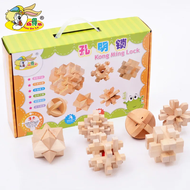 

Youdele Adult Children'S Educational Wooden Unlock Educational Toy Assembled Burr Puzzle Luban Lock Set Six Pieces Set