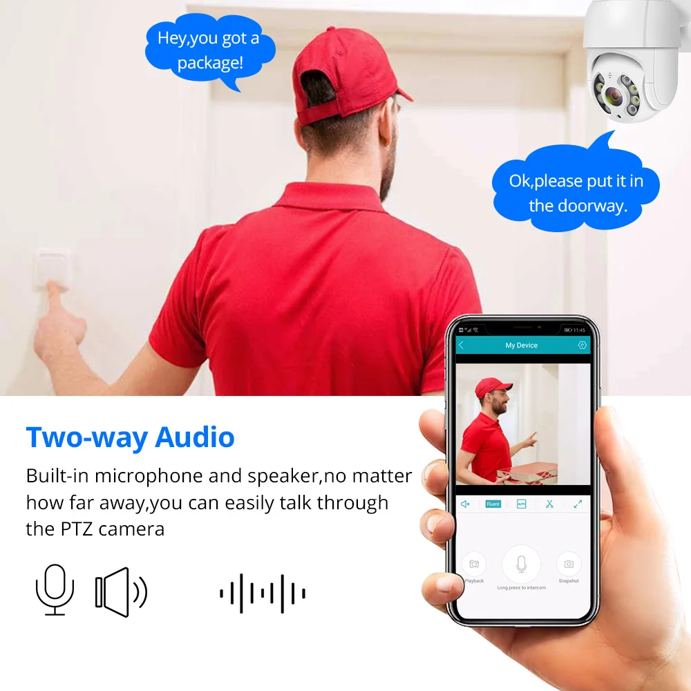 Hiseeu 3MP 5MP WIFI IP Camera Outdoor HD Full Color Night Vision PTZ Waterproof Security Speed Camera AI Human Detection ICSee