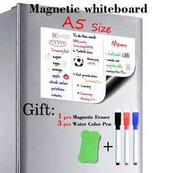 Tableau blanc magnétique de taille A5, aimants pour réfrigérateur, panneaux de présentation, panneaux de messages de cuisine à domicile, autocollants d'écriture 
