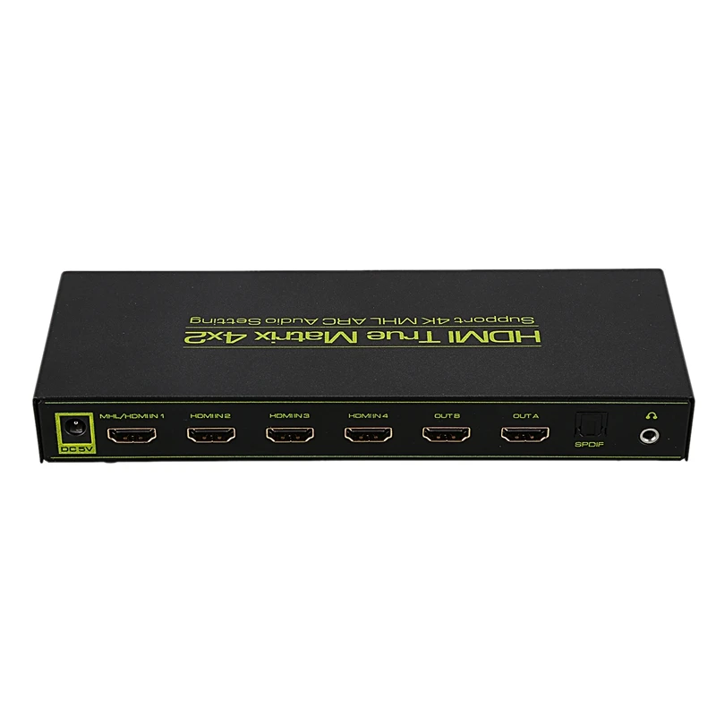 

IG-HDMI Matrix 4X2 Splitter Switch Support ARC/PIP/Audio Extractor/EDID, True Matrix HDMI Splitter Switch Amplifier US Plug