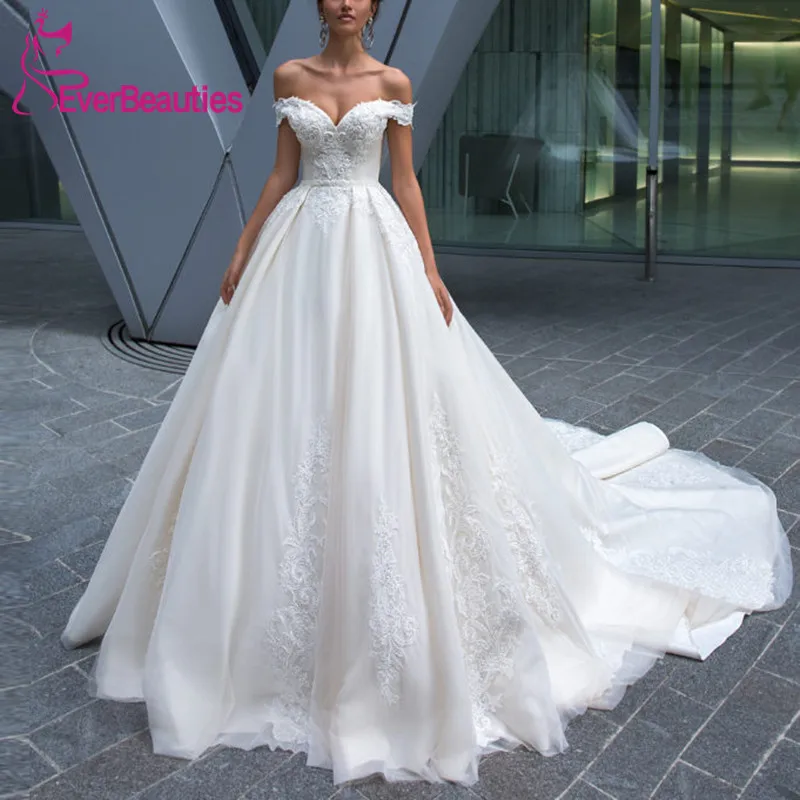 Vestido De Noiva, бальное платье, свадебное платье,, тюль, аппликация, с открытыми плечами, длинный шлейф, свадебные платья, Robe De Mariee
